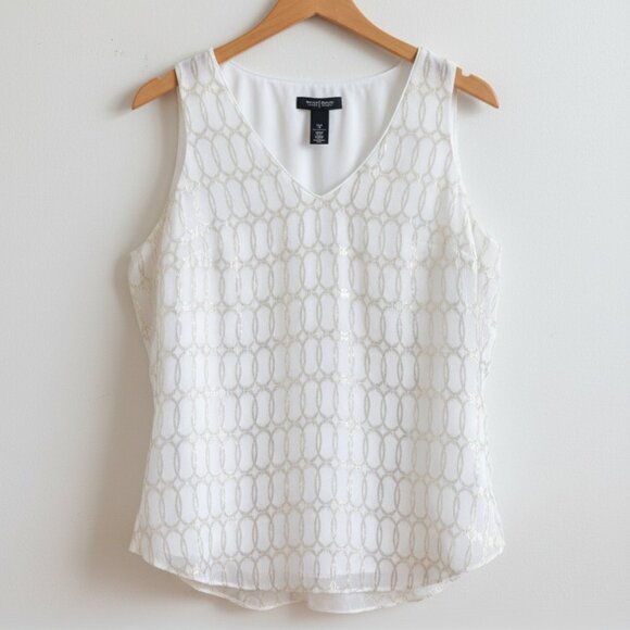 Silk Metallic Tank  Holiday Party Blouse Size M - Picture 1 of 9